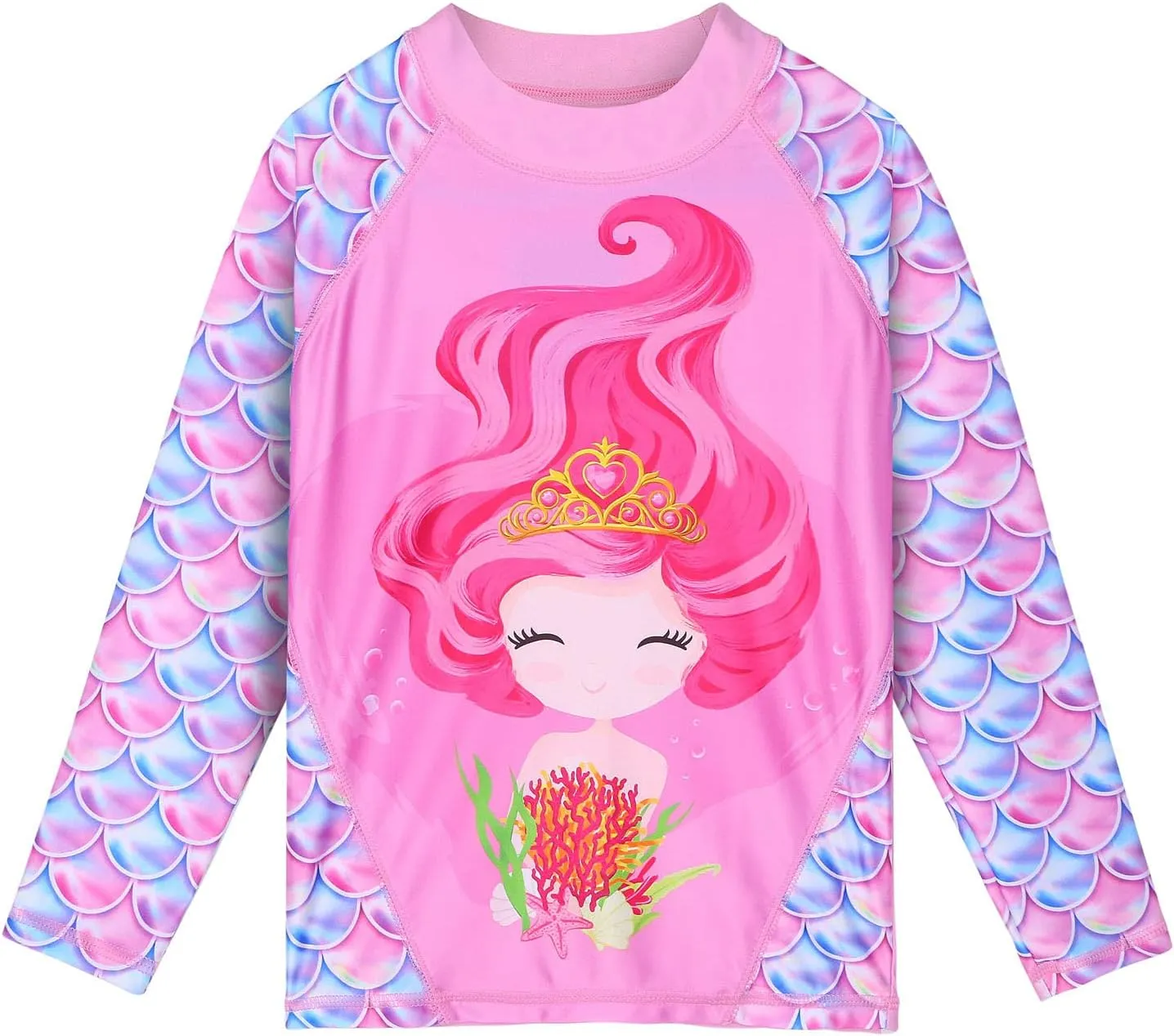 TFJH E Girls Long Sleeve Swimsuit Two Piece Swimwear 3-12 Years UPF 50  Sunsuits