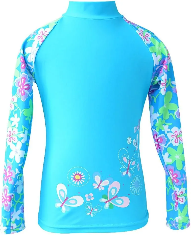 TFJH E Girls Long Sleeve Swimsuit Two Piece Swimwear 3-12 Years UPF 50  Sunsuits