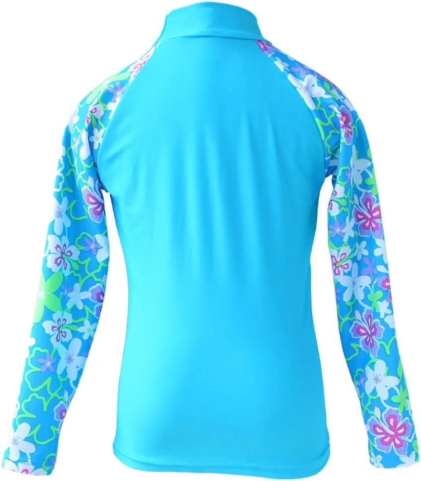 TFJH E Girls Long Sleeve Swimsuit Two Piece Swimwear 3-12 Years UPF 50  Sunsuits