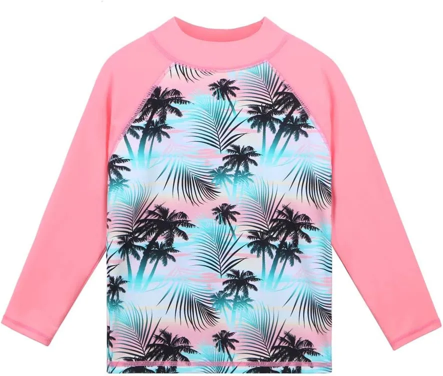 TFJH E Girls Long Sleeve Swimsuit Two Piece Swimwear 3-12 Years UPF 50  Sunsuits
