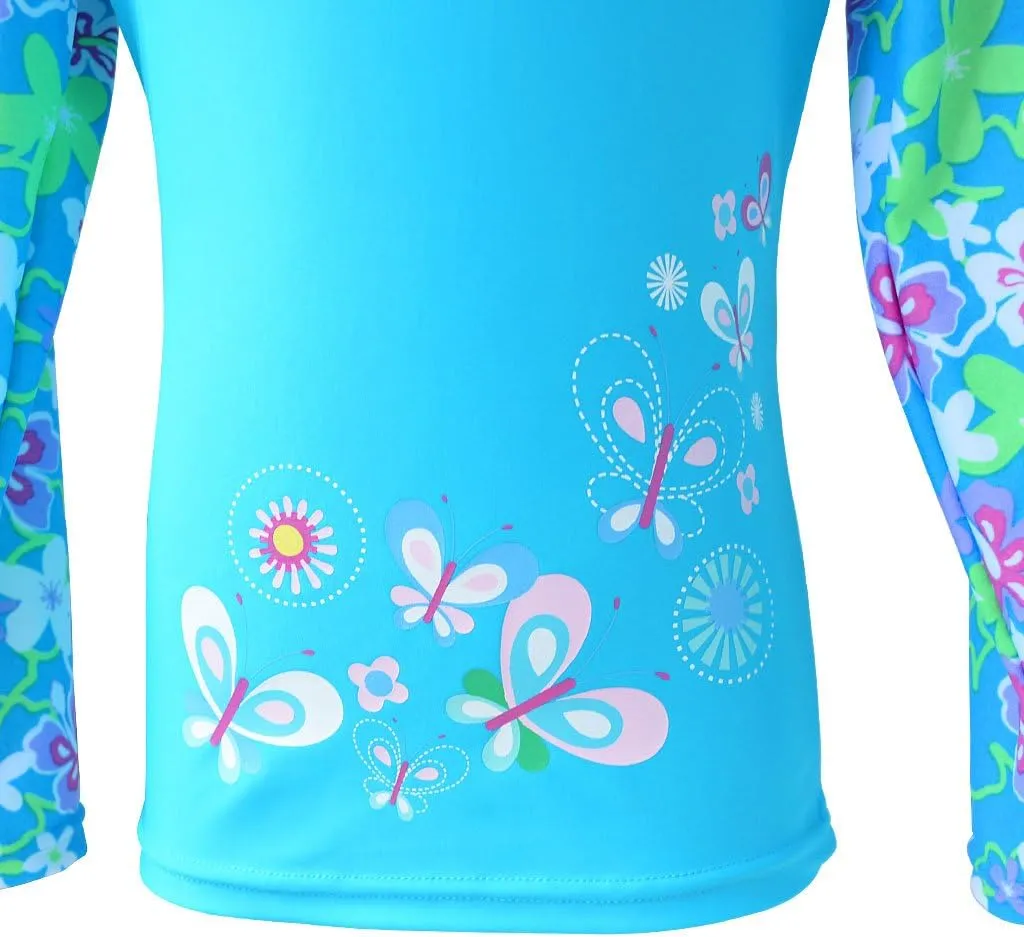 TFJH E Girls Long Sleeve Swimsuit Two Piece Swimwear 3-12 Years UPF 50  Sunsuits