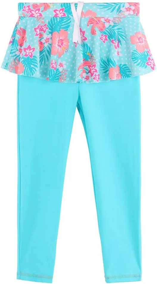 TFJH E Girls Long Sleeve Swimsuits Skirt 2-Pieces Rash Guard Set Sun Protection UV 50 