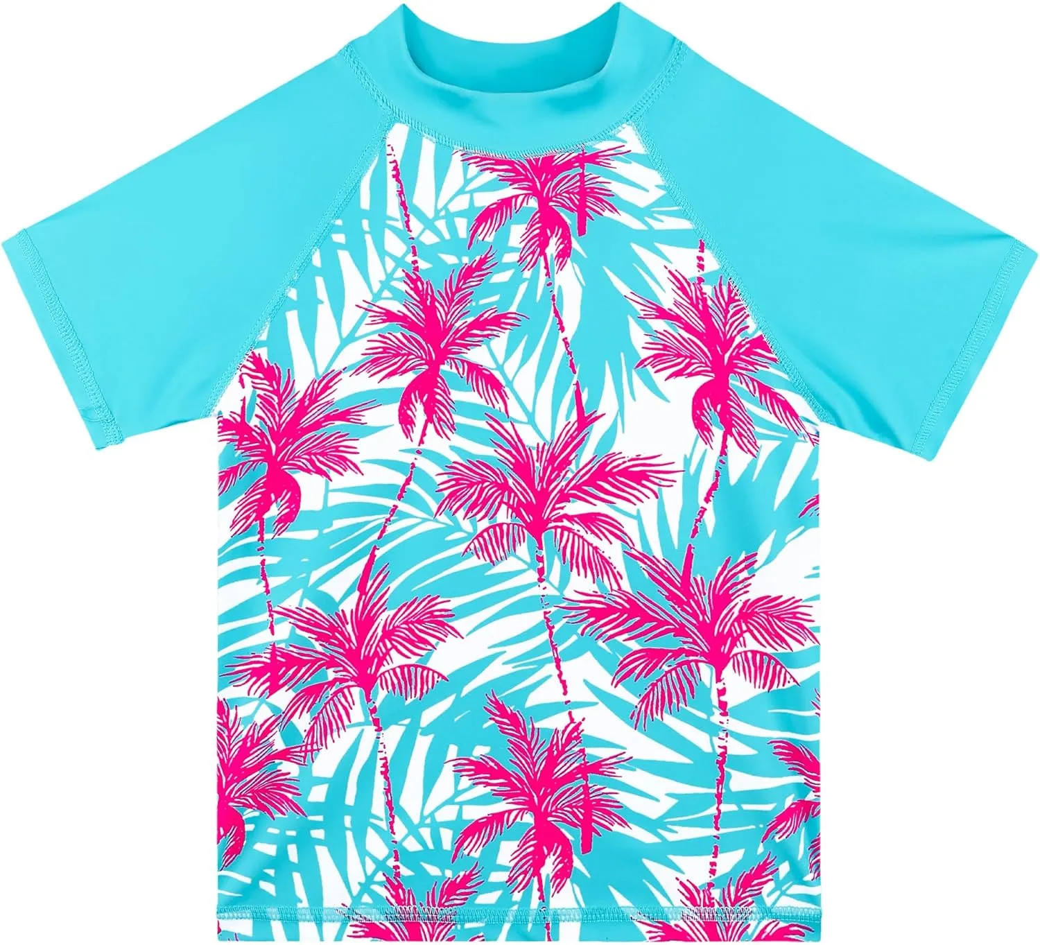 TFJH E Girls Short Sleeve Swimwear Two Piece Swimsuit UPF 50  Rash Guard Sets UV 3-12Y