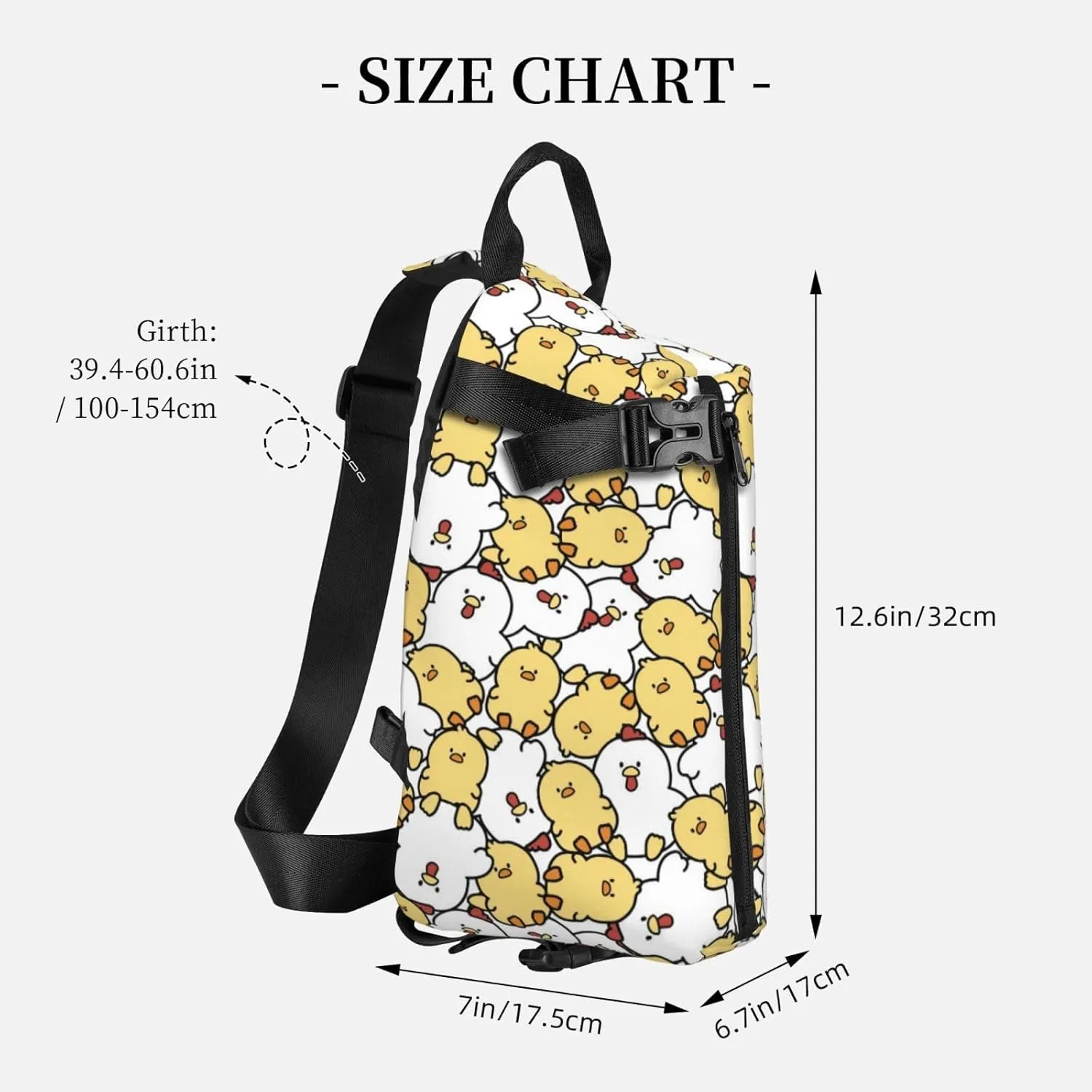 ThAyLa Chicken Cartoon Sling Bag For Women Casual Crossbody Backpack Shoulder Bag Chest Bag Daypack For Hiking Sports