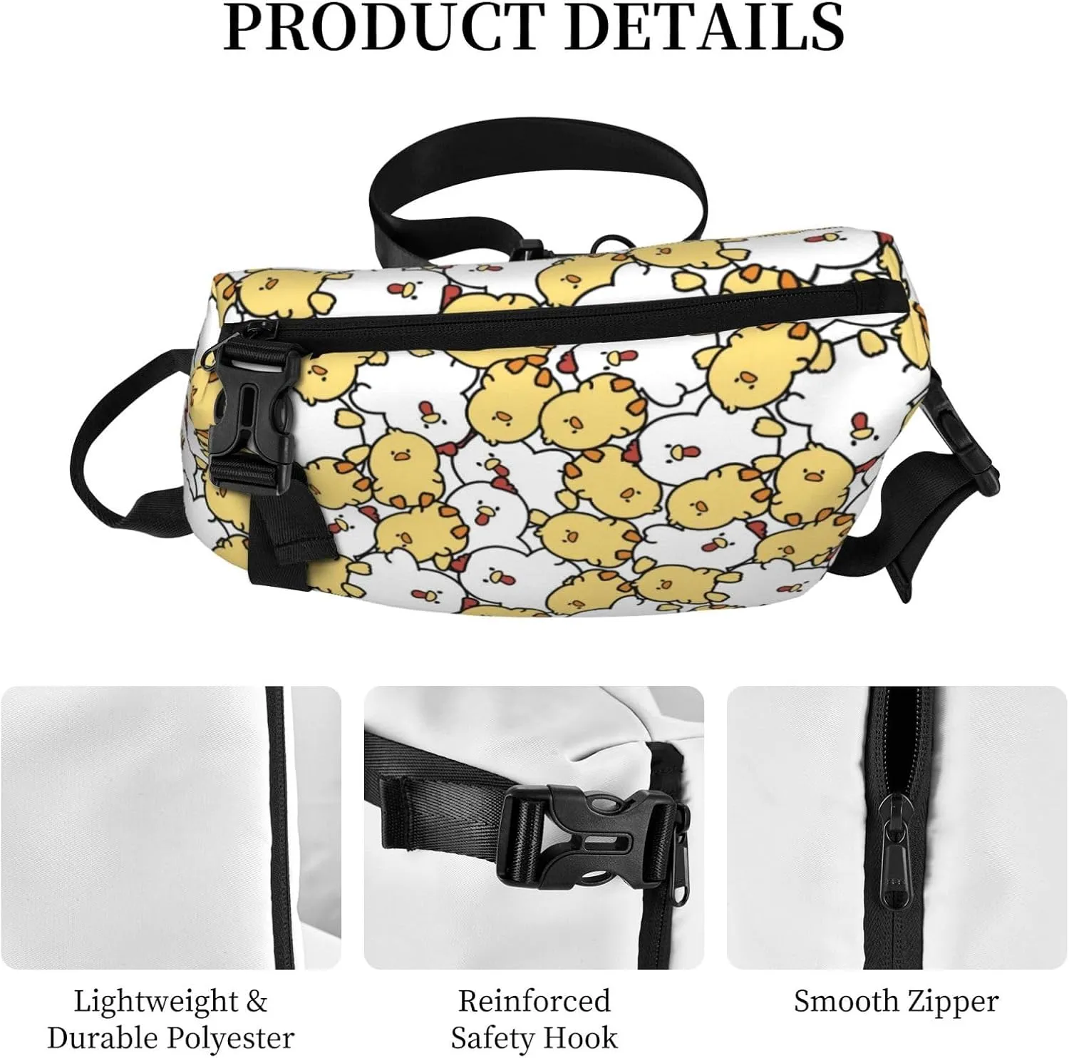 ThAyLa Chicken Cartoon Sling Bag For Women Casual Crossbody Backpack Shoulder Bag Chest Bag Daypack For Hiking Sports