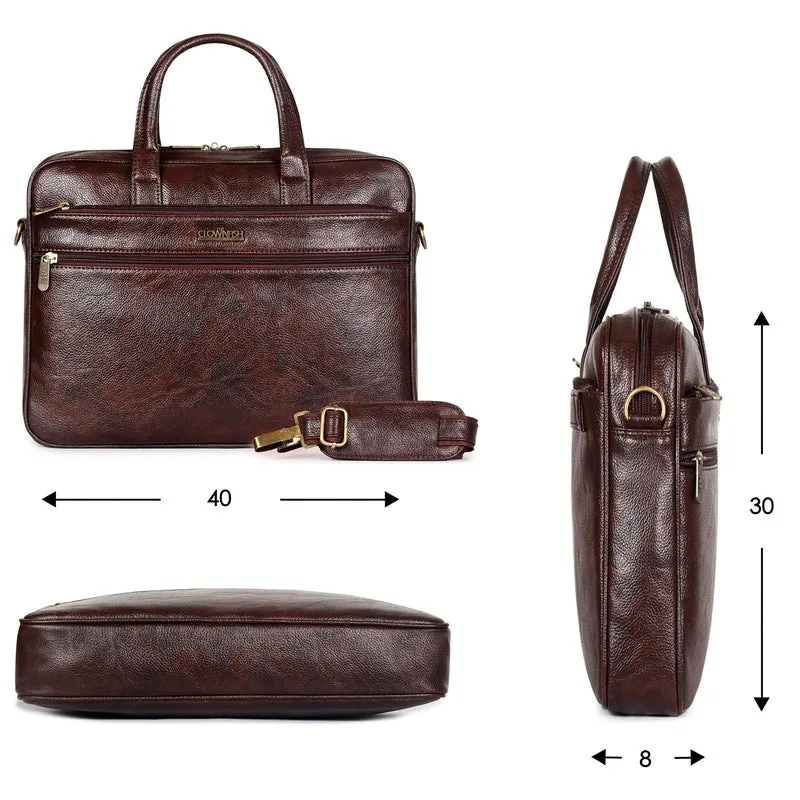 THE CLOWNFISH Axel Laptop Messenger Bag - Padded Compartment | Adjustable Shoulder Strap | 15.6 inch | Mahogany