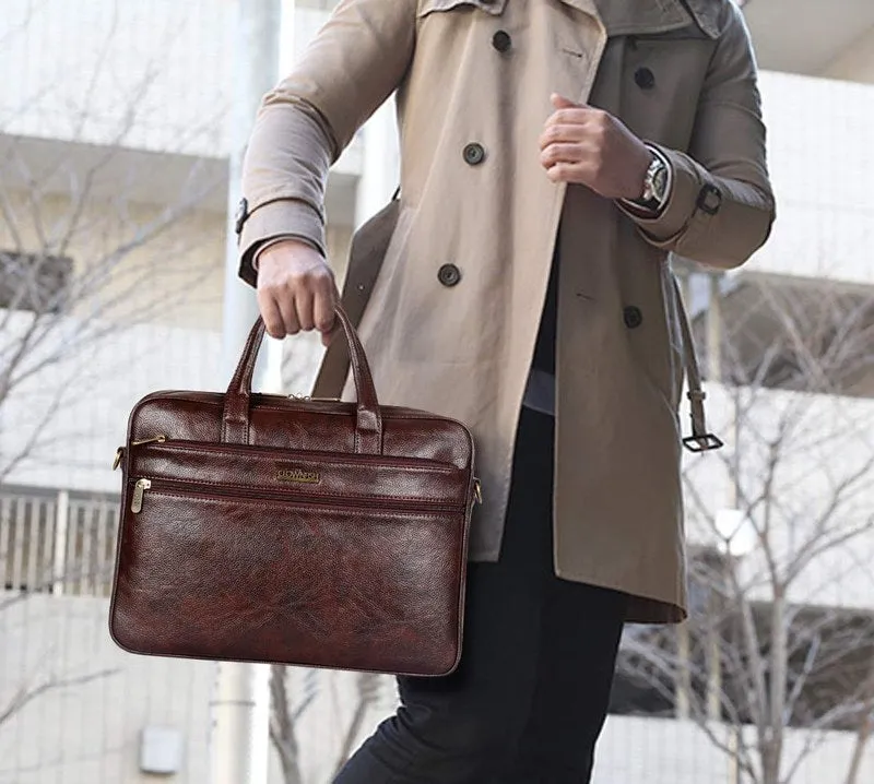 THE CLOWNFISH Axel Laptop Messenger Bag - Padded Compartment | Adjustable Shoulder Strap | 15.6 inch | Mahogany
