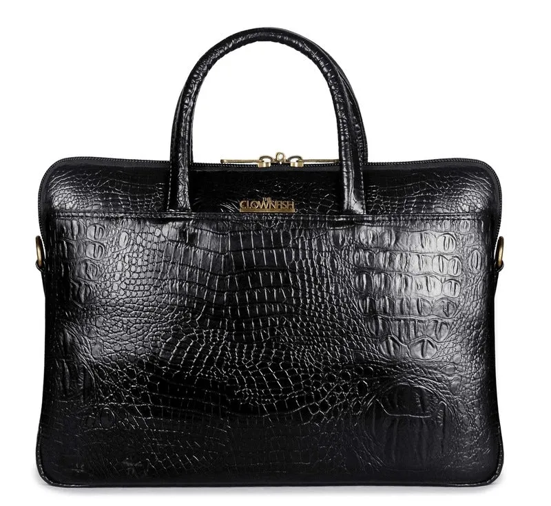 THE CLOWNFISH Crocodilan Laptop Messenger Bag for 14 inch laptops - Black