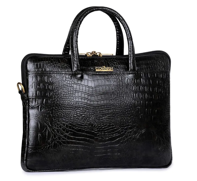 THE CLOWNFISH Crocodilan Laptop Messenger Bag for 14 inch laptops - Black