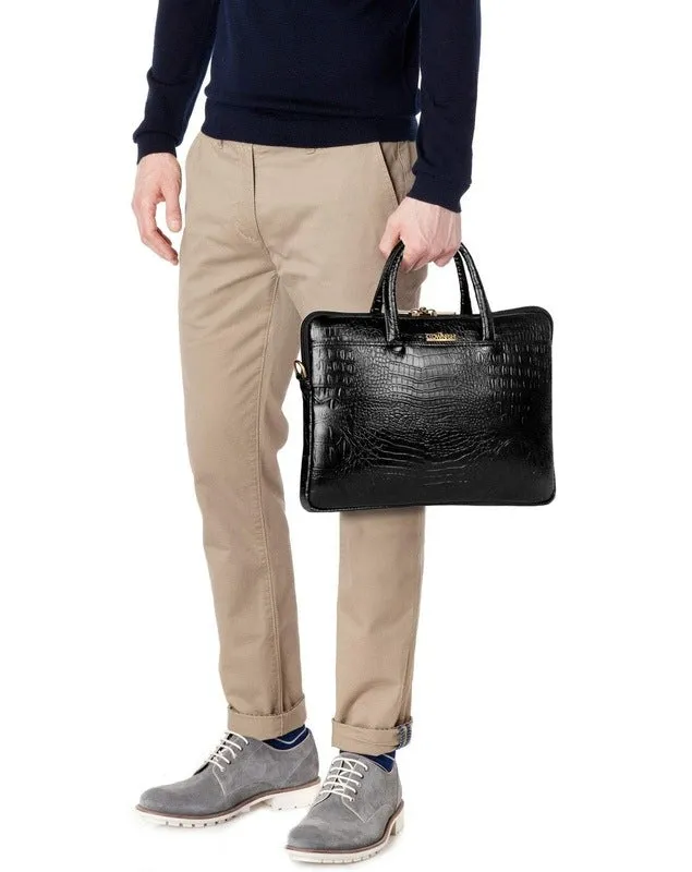 THE CLOWNFISH Crocodilan Laptop Messenger Bag for 14 inch laptops - Black