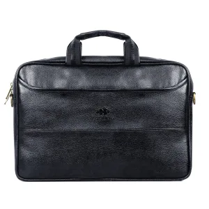 THE CLOWNFISH Divine Faux Leather 15.6 inch Laptop Messenger Bag Briefcase (Black)