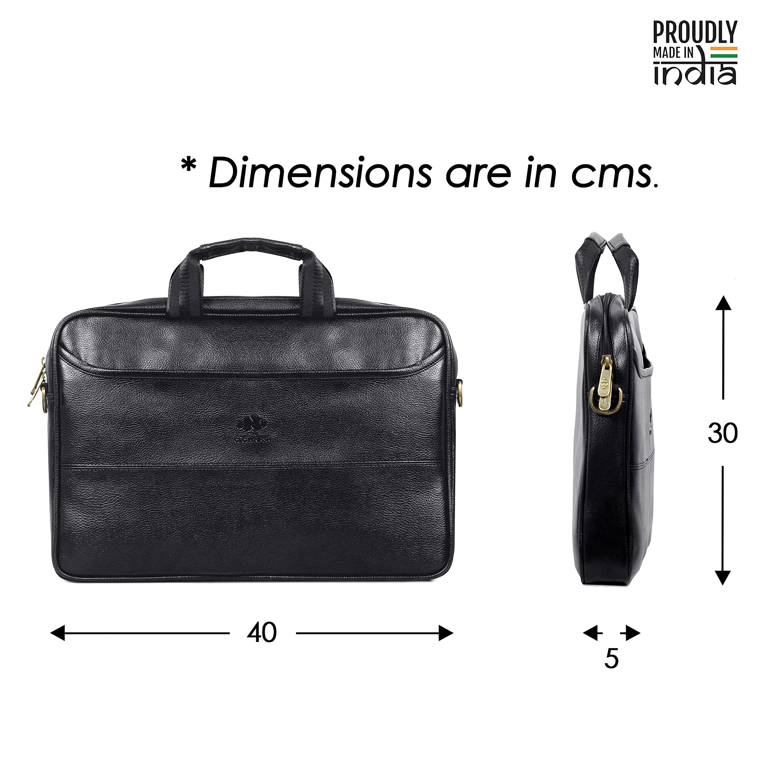 THE CLOWNFISH Divine Faux Leather 15.6 inch Laptop Messenger Bag Briefcase (Black)