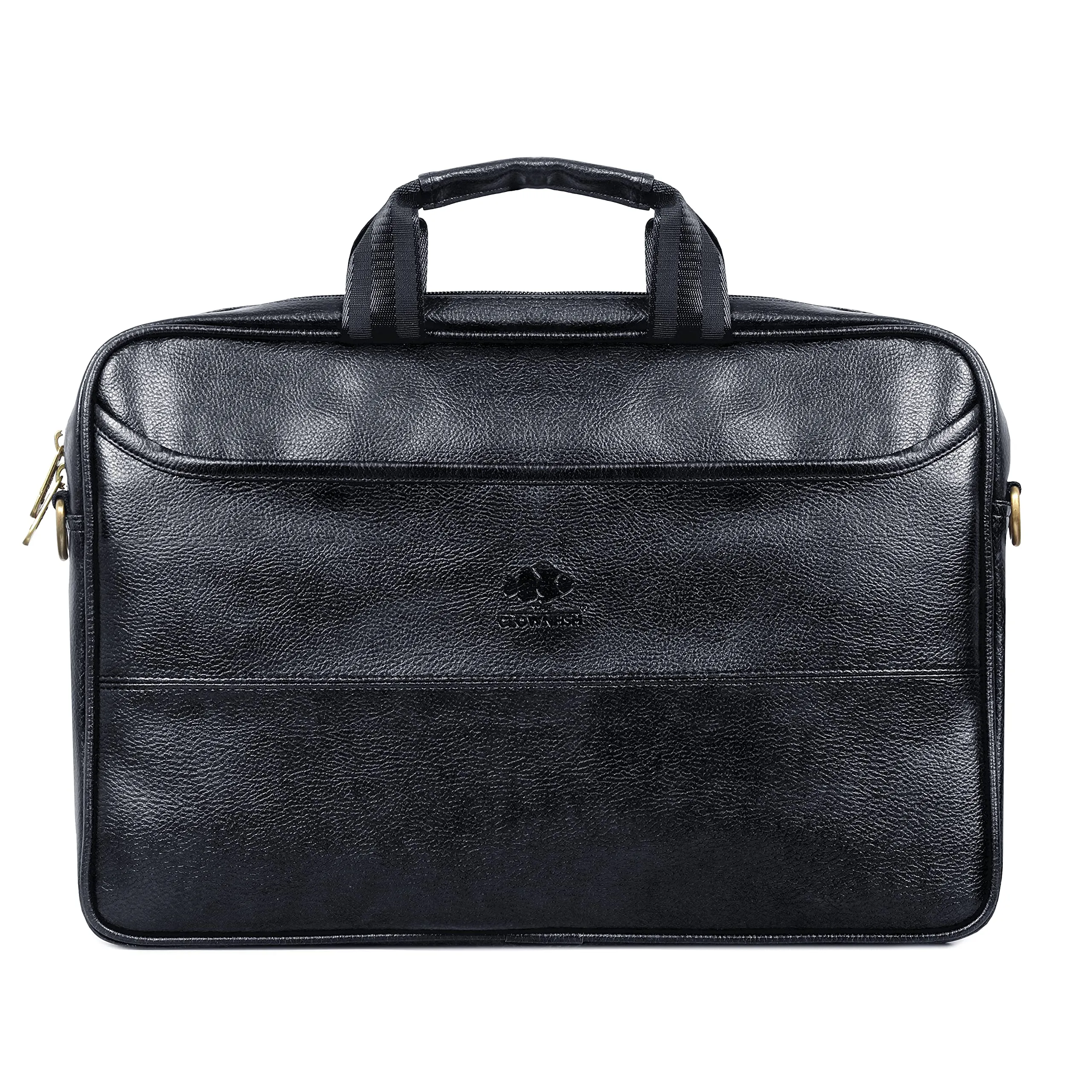THE CLOWNFISH Divine Faux Leather 15.6 inch Laptop Messenger Bag Briefcase (Black)
