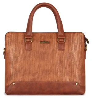 The Clownfish Epitome Series 14 Inch Faux Leather Laptop Bag - Stylish, High-Quality | Shoulder Strap | 39cm x 29cm x 10cm | Bronze
