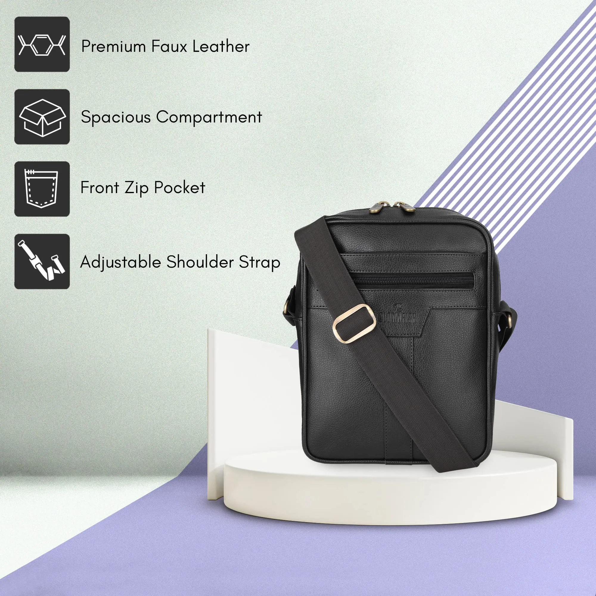 THE CLOWNFISH Fiona Series Sling Bag - Water Resistant, Stylish Design | 3.5L Capacity | Black