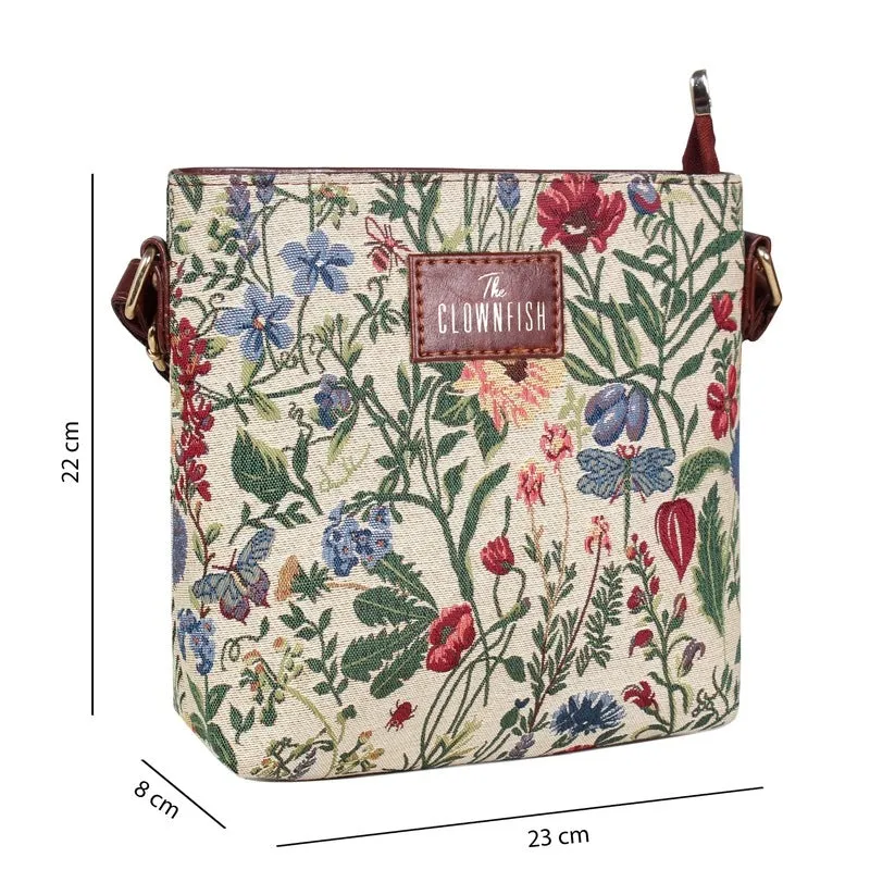 THE CLOWNFISH Linda Series Sling for Women Casual Ladies Single Shoulder Bag For Women Crossbody Bag for College Girls (Maroon-Floral)
