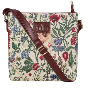 THE CLOWNFISH Linda Series Sling for Women Casual Ladies Single Shoulder Bag For Women Crossbody Bag for College Girls (Maroon-Floral)