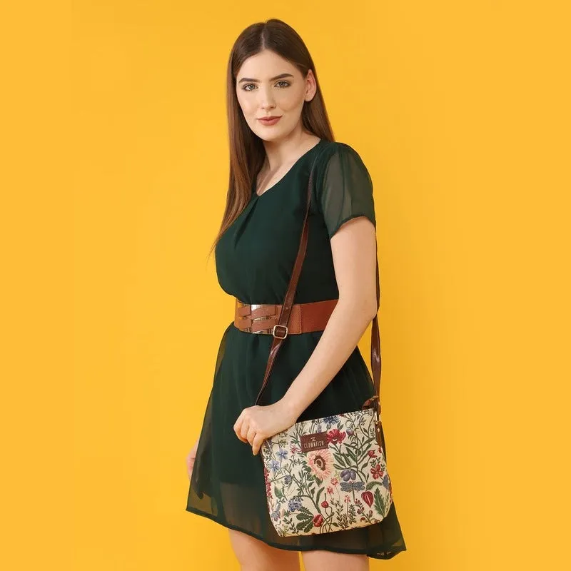 THE CLOWNFISH Linda Series Sling for Women Casual Ladies Single Shoulder Bag For Women Crossbody Bag for College Girls (Maroon-Floral)