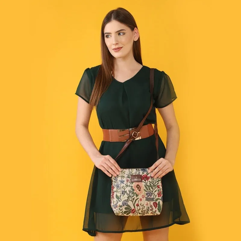 THE CLOWNFISH Linda Series Sling for Women Casual Ladies Single Shoulder Bag For Women Crossbody Bag for College Girls (Maroon-Floral)