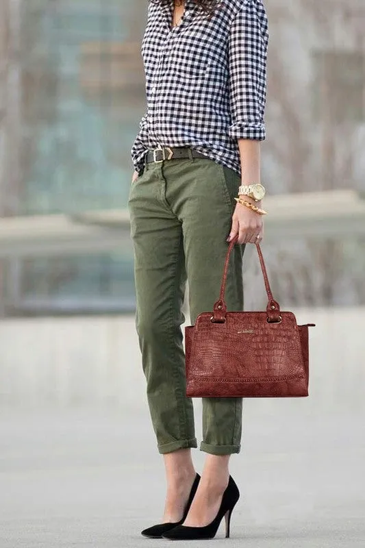 THE CLOWNFISH Messenger Bag - Premium Leatherette, 3 Pockets | Stylish & Functional | 35 cm | Rust