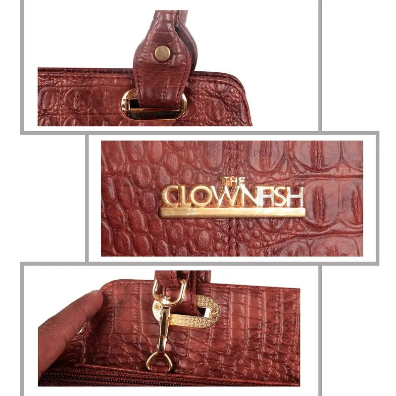 THE CLOWNFISH Messenger Bag - Premium Leatherette, 3 Pockets | Stylish & Functional | 35 cm | Rust