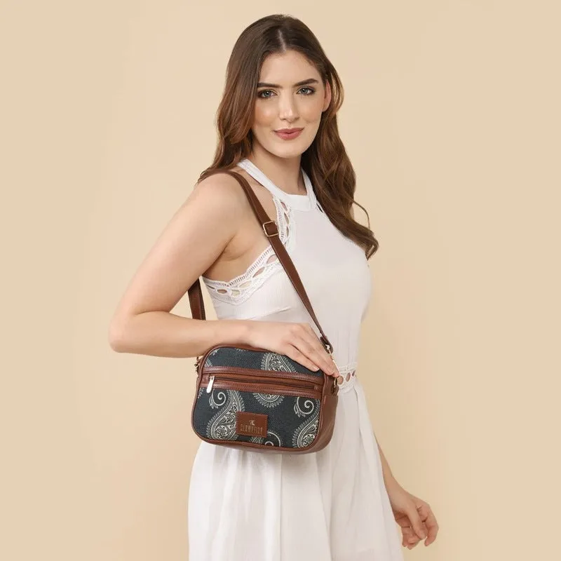THE CLOWNFISH Nyra Polyester Crossbody Sling Bag For Women Casual Party Bag Purse With Adjustable Shoulder Strap., Grey