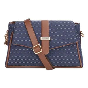 THE CLOWNFISH Odelina Series Printed Handicraft Fabric Handbag for Women Sling Bag Office Bag Ladies Shoulder Bag with Snap Flap Closure & Shoulder Belt Tote For Women (Flax)