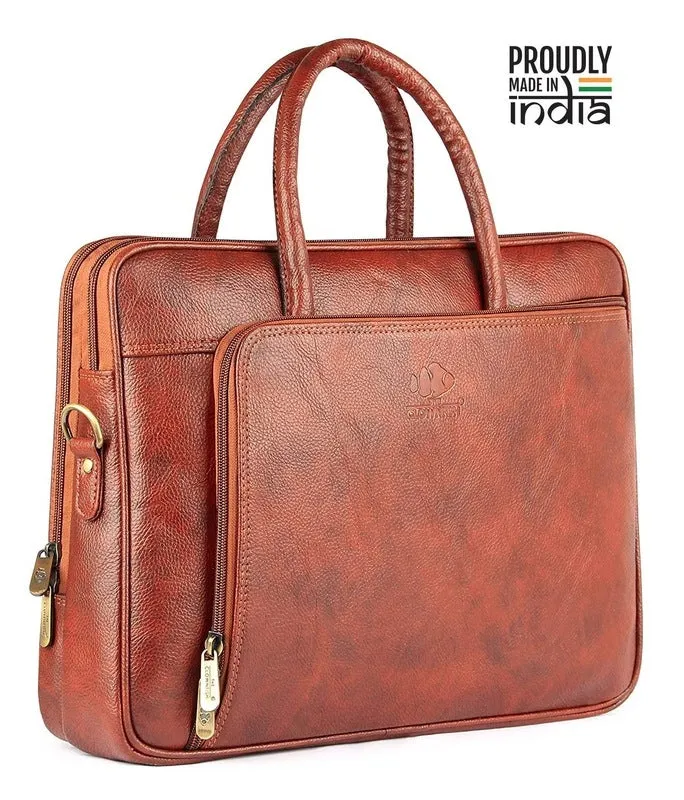 THE CLOWNFISH Patron Series Laptop Bag - Water-Resistant, Stylish | Adjustable Shoulder Strap | 15.6 inch | Cinnamon