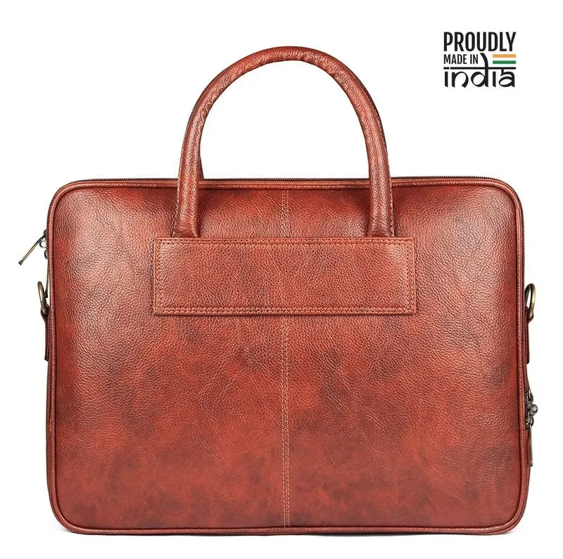 THE CLOWNFISH Patron Series Laptop Bag - Water-Resistant, Stylish | Adjustable Shoulder Strap | 15.6 inch | Cinnamon
