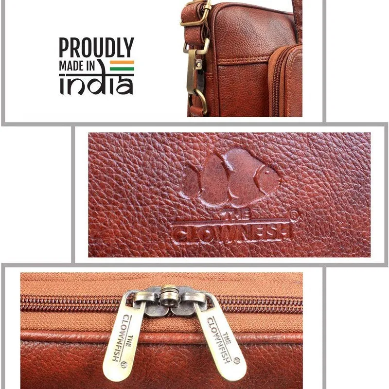 THE CLOWNFISH Patron Series Laptop Bag - Water-Resistant, Stylish | Adjustable Shoulder Strap | 15.6 inch | Cinnamon