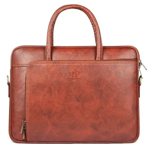 THE CLOWNFISH Patron Series Laptop Bag - Water-Resistant, Stylish | Adjustable Shoulder Strap | 15.6 inch | Cinnamon