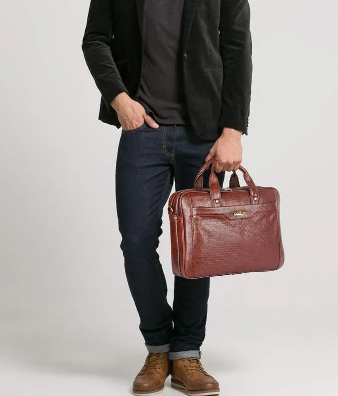 THE CLOWNFISH Providence Series Laptop Briefcase for 15.6 inch Laptops, Laptop Bags (Cinnamon)