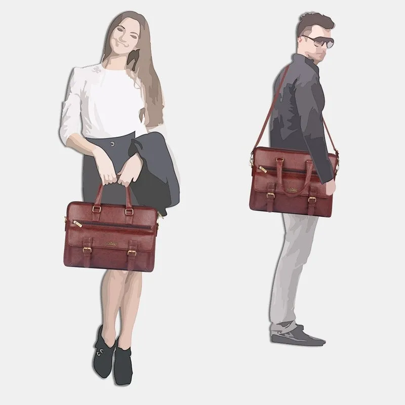 THE CLOWNFISH Regal 15.6-Inch Laptop Messenger Bag | Adjustable Shoulder Strap | Dark Brown