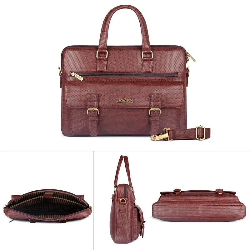 THE CLOWNFISH Regal 15.6-Inch Laptop Messenger Bag | Adjustable Shoulder Strap | Dark Brown