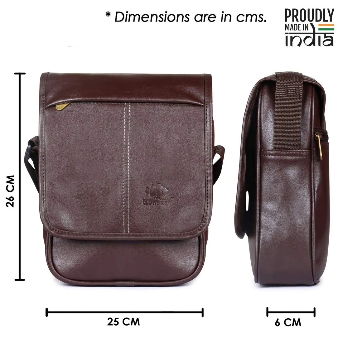 THE CLOWNFISH Regal Sling Bag, Sling Bag for travel, Sling bag for Men,Sling Bag For Women, Side Bag for Girls, Side Bag for Men, Messenger Bag, Tablet Bag (Redwood Brown)