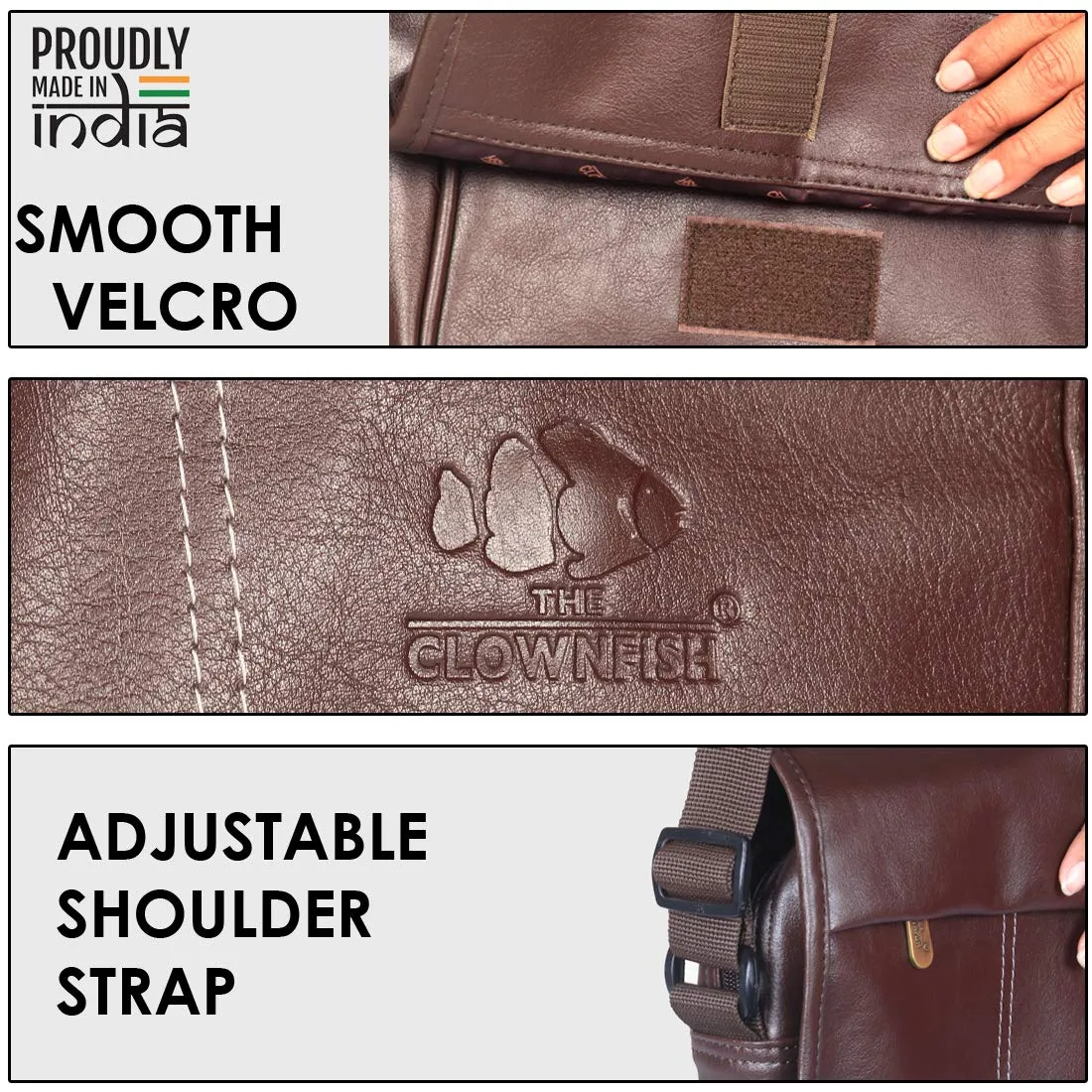THE CLOWNFISH Regal Sling Bag, Sling Bag for travel, Sling bag for Men,Sling Bag For Women, Side Bag for Girls, Side Bag for Men, Messenger Bag, Tablet Bag (Redwood Brown)