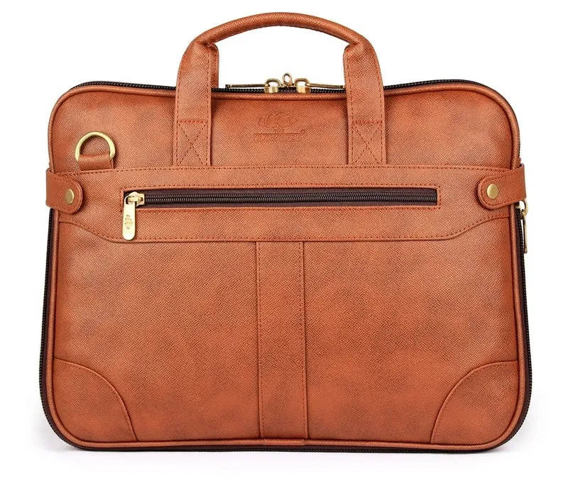 The Clownfish Royal 15.6-Inch Laptop Briefcase - Stylish Design | One Year Warranty | Honey Brown
