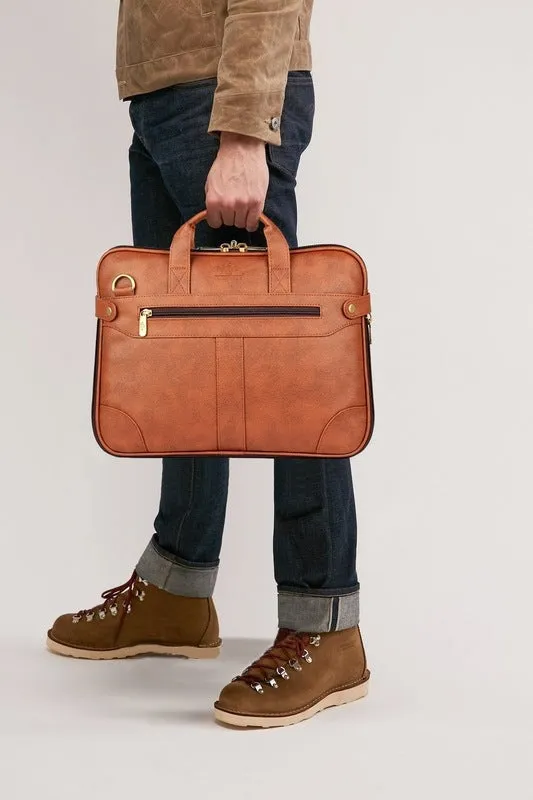 The Clownfish Royal 15.6-Inch Laptop Briefcase - Stylish Design | One Year Warranty | Honey Brown