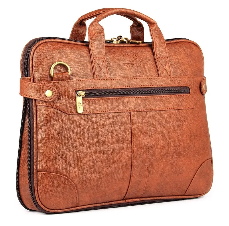 The Clownfish Royal 15.6-Inch Laptop Briefcase - Stylish Design | One Year Warranty | Honey Brown