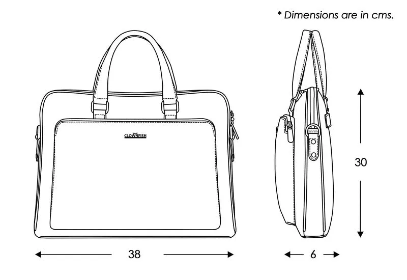 THE CLOWNFISH Sterling Series 15.6 Inch Laptop Briefcase - Faux Leather, Padded Compartment | Adjustable Shoulder Strap | Umber Brown