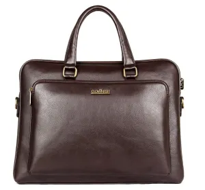 THE CLOWNFISH Sterling Series 15.6 Inch Laptop Briefcase - Faux Leather, Padded Compartment | Adjustable Shoulder Strap | Umber Brown
