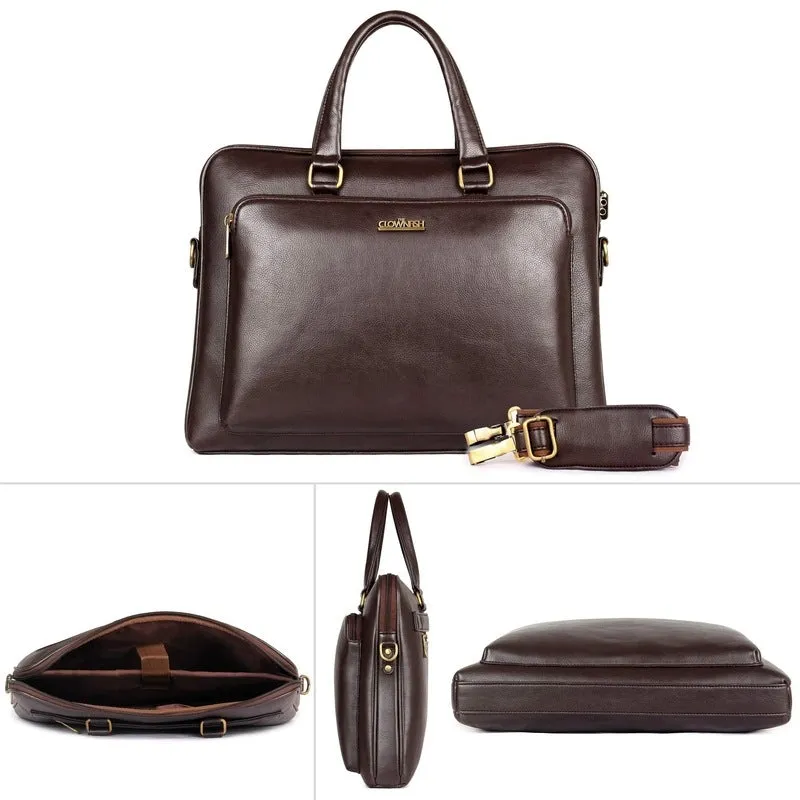 THE CLOWNFISH Sterling Series 15.6 Inch Laptop Briefcase - Faux Leather, Padded Compartment | Adjustable Shoulder Strap | Umber Brown