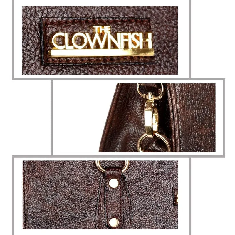 THE CLOWNFISH Synthetic 39 cms Brown Messenger Bag (TCFWHBFL-ABBR35)