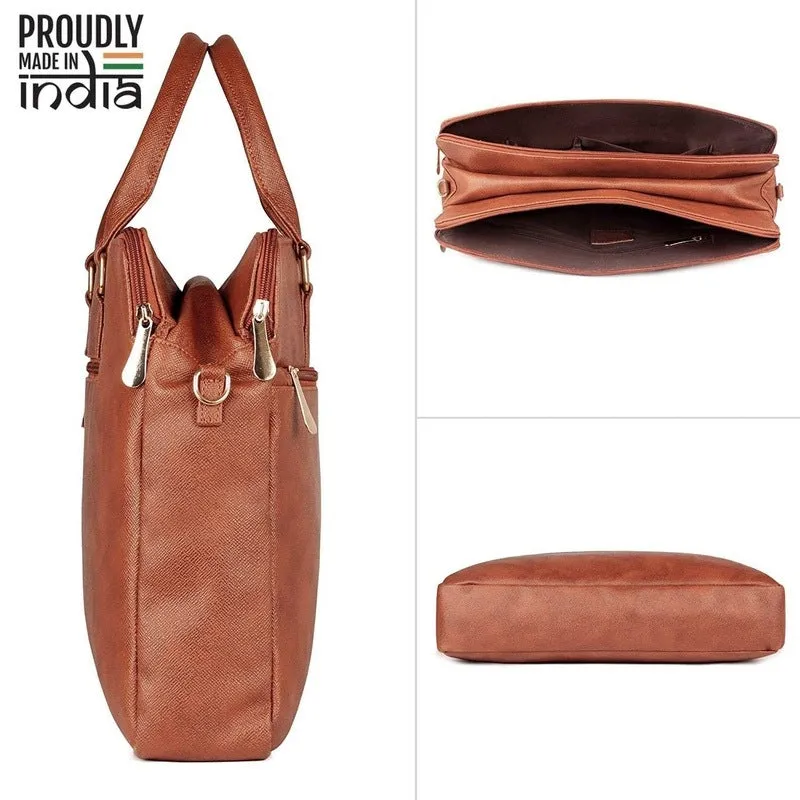 THE CLOWNFISH Synthetic 39 cms Cinnamon Messenger Bag (TCFWHBFL-ABCIN12)