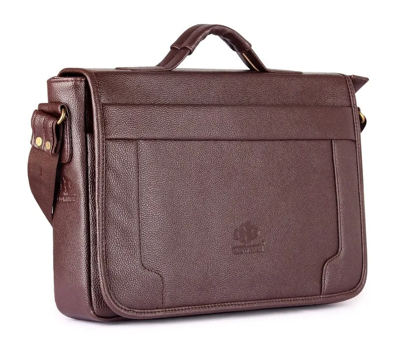 THE CLOWNFISH TCFLBFL-I14CHO20 Wanderer 14-Inch Faux Leather Laptop Bag | Slim Cushioned Sleeve | Chocolate