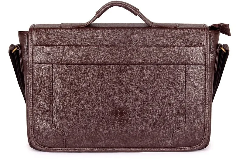 THE CLOWNFISH TCFLBFL-I14CHO20 Wanderer 14-Inch Faux Leather Laptop Bag | Slim Cushioned Sleeve | Chocolate