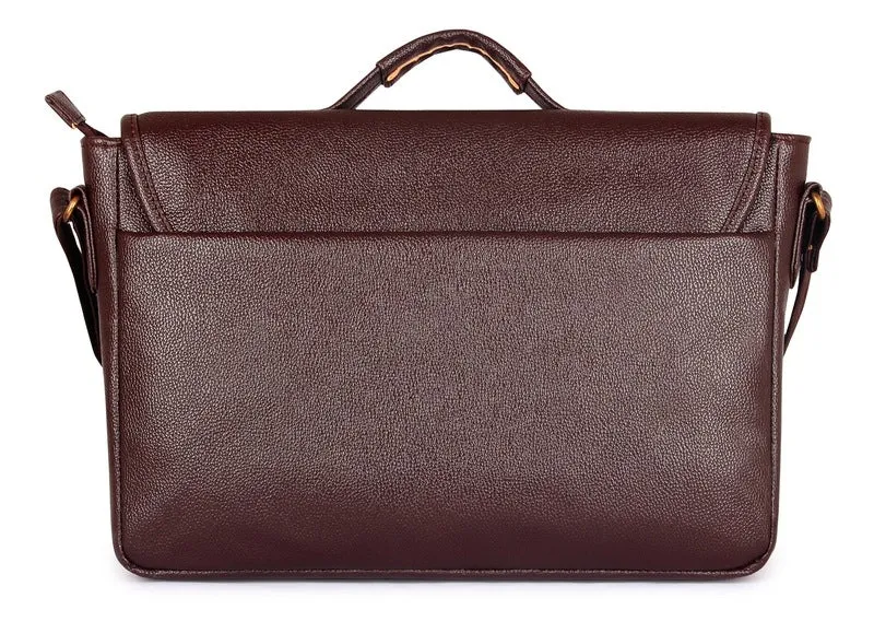 THE CLOWNFISH TCFLBFL-I14CHO20 Wanderer 14-Inch Faux Leather Laptop Bag | Slim Cushioned Sleeve | Chocolate