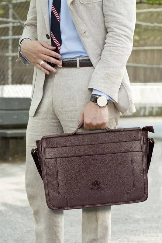 THE CLOWNFISH TCFLBFL-I14CHO20 Wanderer 14-Inch Faux Leather Laptop Bag | Slim Cushioned Sleeve | Chocolate