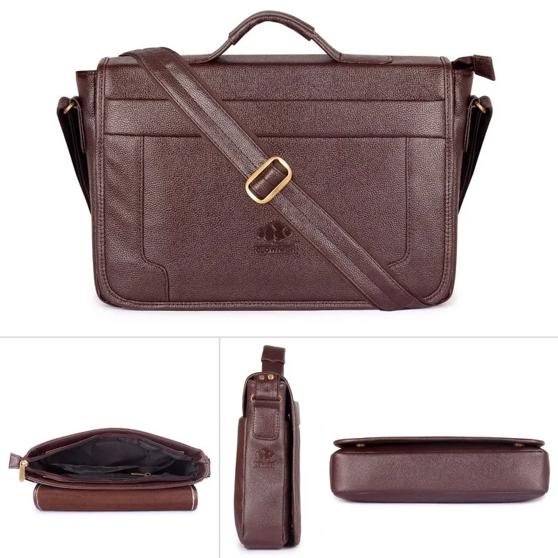 THE CLOWNFISH TCFLBFL-I14CHO20 Wanderer 14-Inch Faux Leather Laptop Bag | Slim Cushioned Sleeve | Chocolate