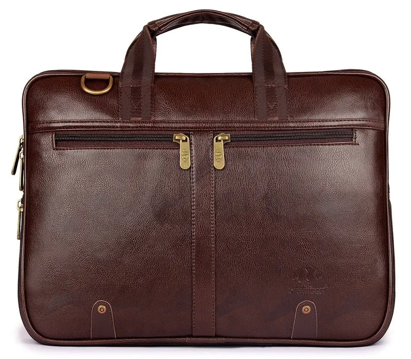 THE CLOWNFISH TCFLBFL-I156CBR23: 15.6-Inch Faux Leather Laptop Bag | Slim Cushioned Sleeve | Chestnut Brown